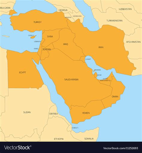 Map Middle East Region Royalty Free Vector Image