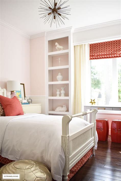Isn't this bedroom just stunning?!?! BLUSH PINK AND CORAL BEDROOM WITH BRASS ACCENTS | Home ...