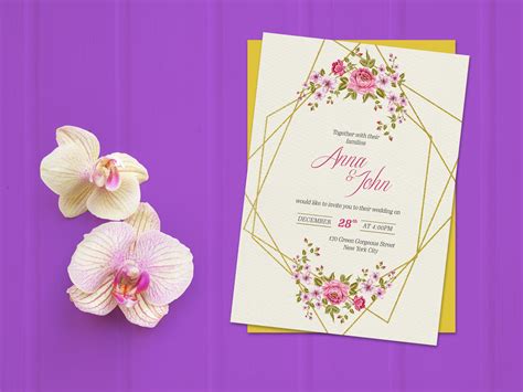Free Wedding Invitation Card Template And Mockup Psd