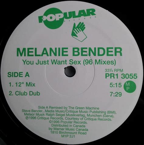 Melanie Bender You Just Want Sex 96 Mixes 1996 Vinyl Discogs