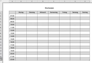 Die be einheiten tabelle zeigt dir an, wie viel gramm eines nahrungsmittels einer. Wochenplan als Excel-Vorlage