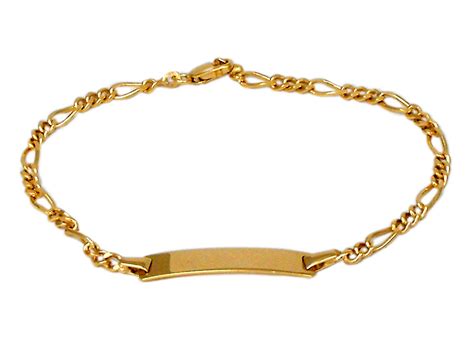 9ct Yellow Gold Baby Id Bracelet Figaro 3 X 1 Design Approx 35g