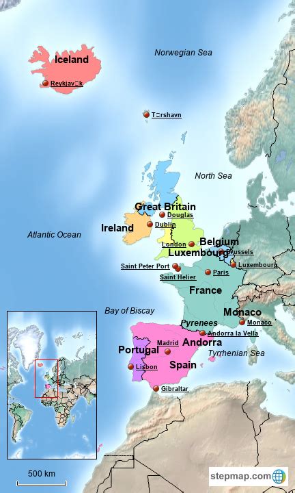 Stepmap Western Europe Landkarte Für Germany