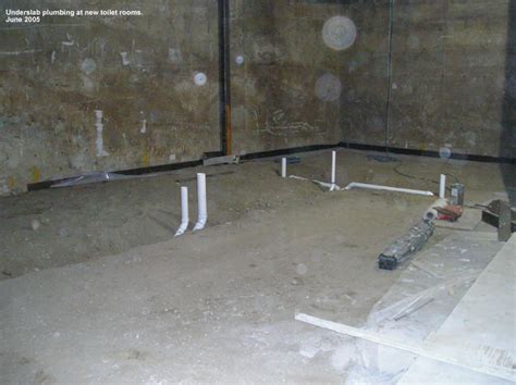 Rules for toilet drains and vents. Underslab plumbing at new toilet rooms | Architecture ...