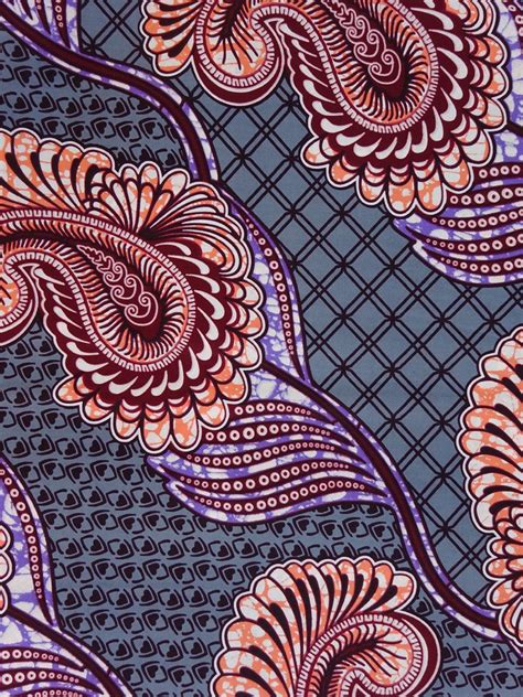 African Print Fabric By The Yard Purple Grey Ankara Fabric African