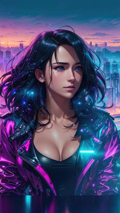 1080x1920 Cyberpunk Girl Gazing Into The Neon Abyss Of Tomorrow Iphone 76s6 Plus Pixel Xl