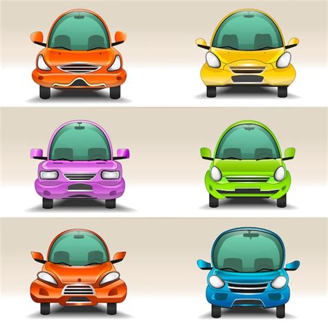 Premium Vector Colorful Cartoon Cars Front View