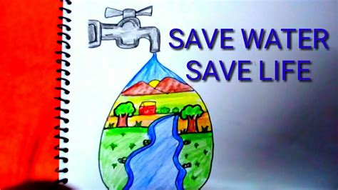 Easy Drawing Of Save Water Save Life Step By Step Youtube