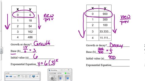Writing Exponential Equations From Tables And Graphs Youtube 2c9