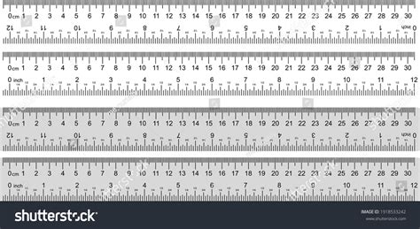 Inch Und Metrische Lineale Zentimeter Und Stock Vektorgrafik