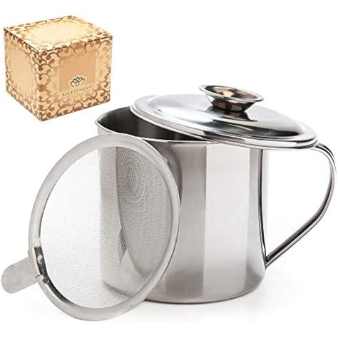 Kitchen Grease Container With Separator Cooking Oil Strainer Can