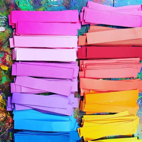 Rainbow Cardstock Paper Chain Link Ema Lou Kids Art Craft