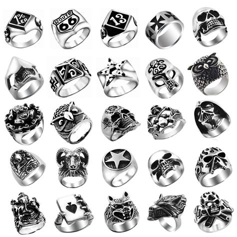 1pc Punk Ring Various Styles Gothric Biker Rock Ring Stainless Steel
