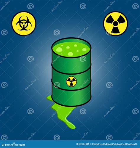 Barrel Leaking Toxic Waste Icons Of Biohazard And Radioactivity