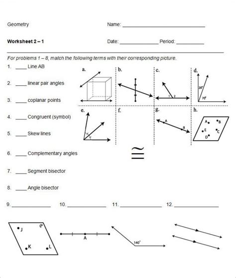 Elementary Geometry Worksheet
