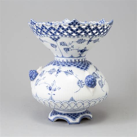 Royal Copenhagen A Large Decorative Vase Blue Fluted Full Lace