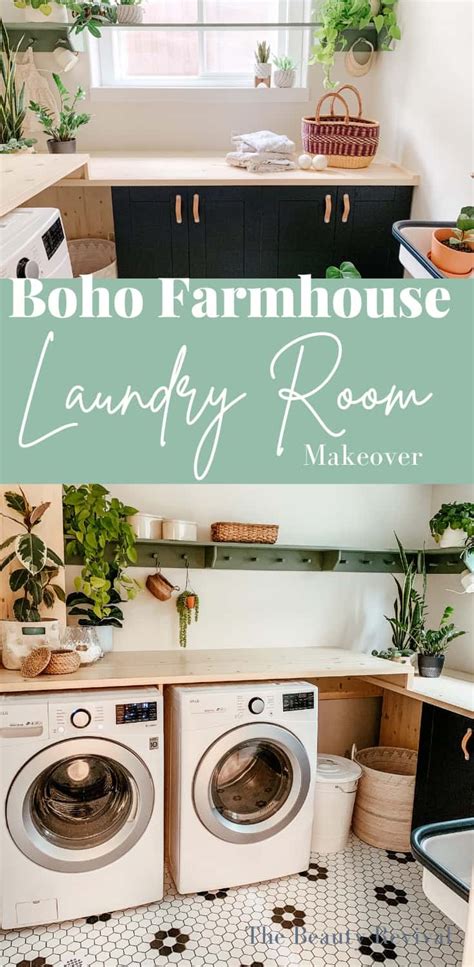 Boho Farmhouse Laundry Room Makeover The Beauty Revival