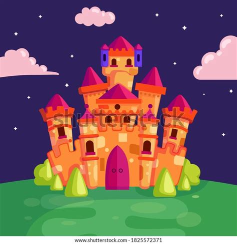 Fairytale Castle Princess Dragon Magic Kingdom Stock Vector Royalty