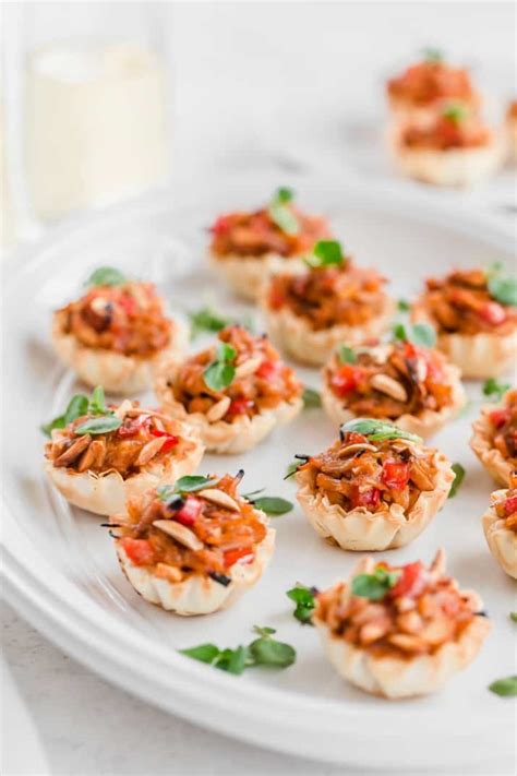 Easy Chicken Appetizers In Phyllo Cups With Sweet And Sour Sauce