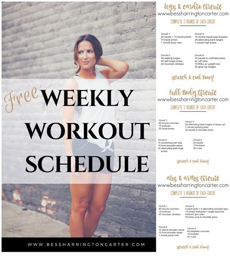 Weekly Workout Schedule With New Printable Workouts Bess Harrington