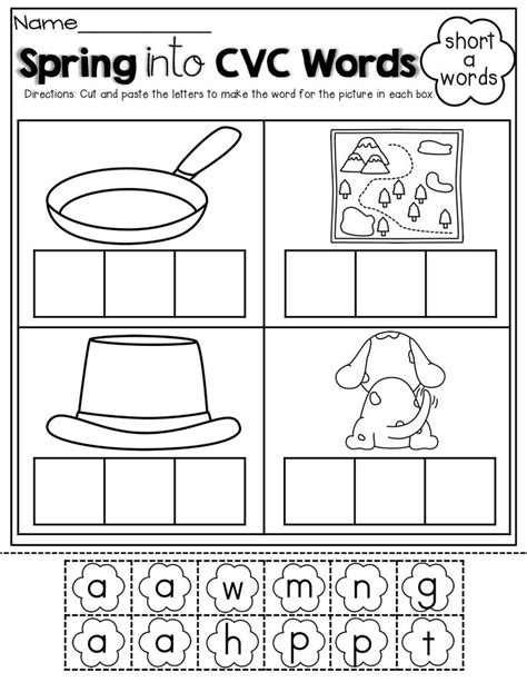 Building Cvc Words Cut And Paste Word Work Pinterest Math Cut And Paste And Words