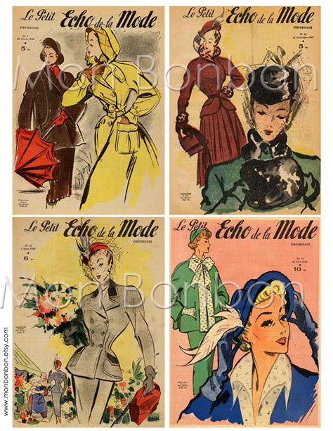 Vintage French Fashion Magazine Covers Digital By Monbonbon