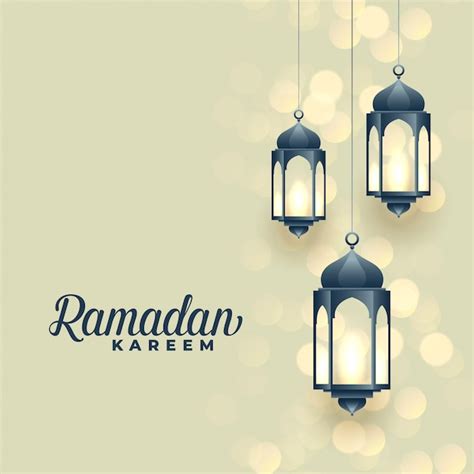 Hanging Lamps Ramadan Kareem Festival Design Free Vector