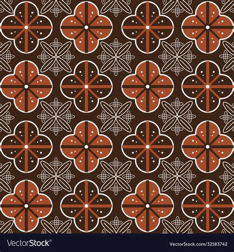 Simple Javanese Batik Flower Pattern Royalty Free Vector