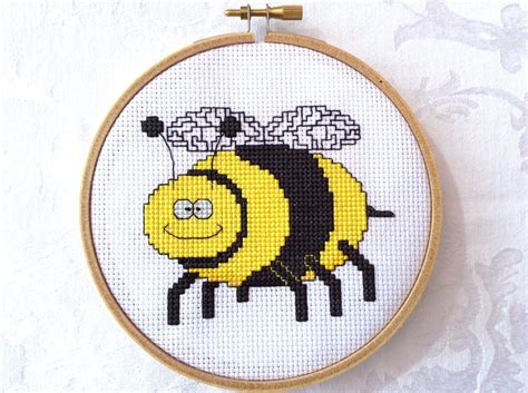 Bee Cross Stitch Pattern Digital Download Bug Needlepoint