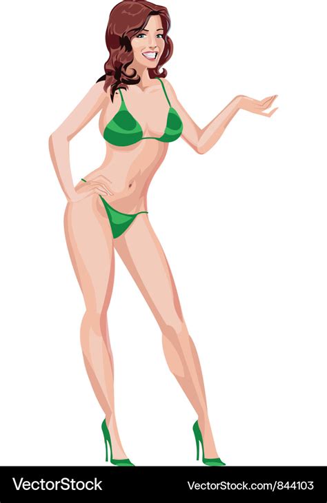 Girl In Green Bikini Royalty Free Vector Image