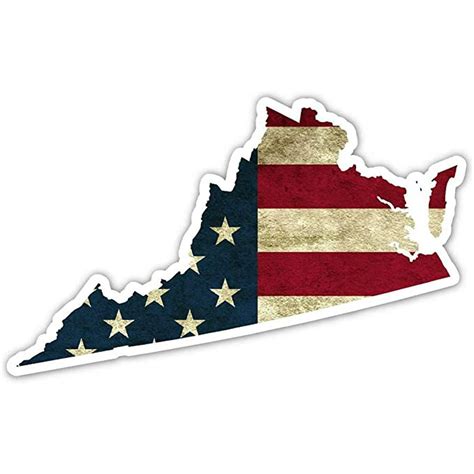 Virginia State Shaped Us Flag Usa Vintage Flag Vinyl Bumper Sticker