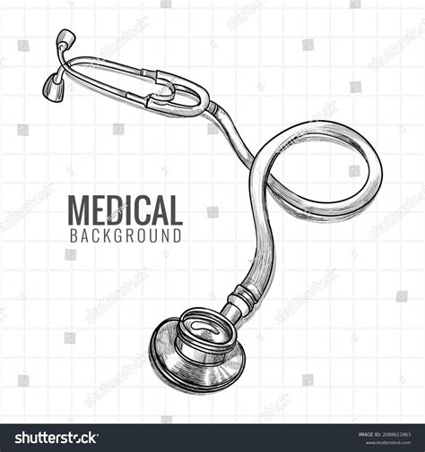 Hand Draw Medical Stethoscope Sketch Design Stock Vector Royalty Free