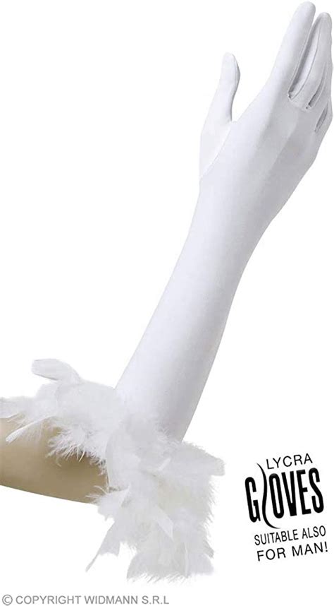 Withwht Feathers White Feather Gloves For Fancy Dress