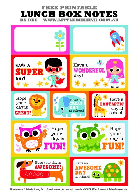 Lunch Box Notes Lunch Box Notes Printable Lunch Box Notes Kids