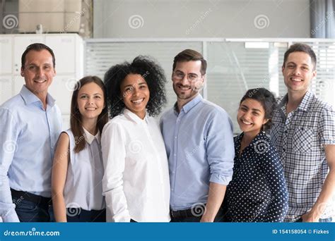 Smiling Diverse Office Workers Group Multiracial Employees Stock Photo