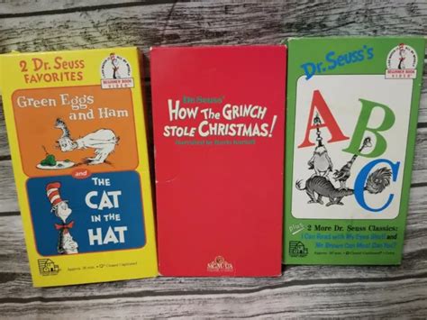VHS TAPES Dr Seuss Green Eggs Ham Cat In The Hat Grinch Stole