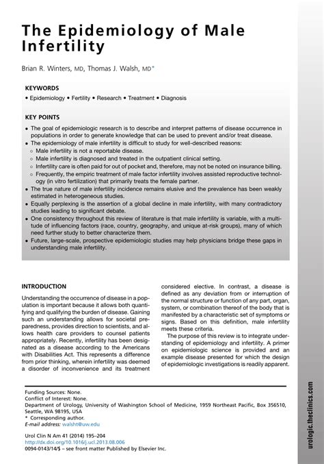 pdf the epidemiology of male infertility