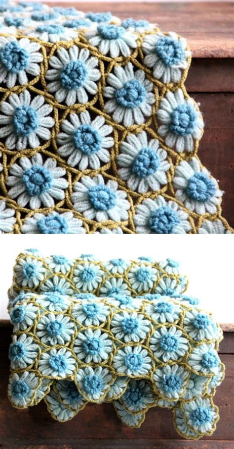 Crochet Daisy Flower Blanket