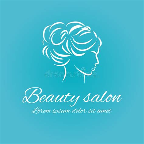 Beauty Salon Logo On Blue Background Stock Vector Illustration Of