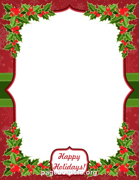Printable Happy Holidays Border Use The Border In Microsoft Word Or