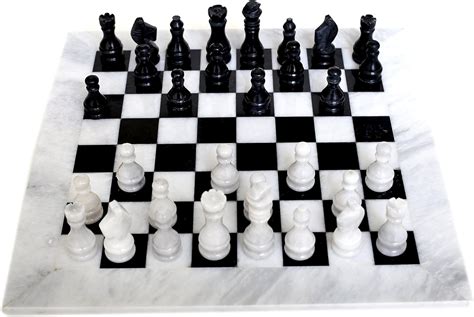 Radicaln Completely Handmade Original Marble White And Black Chess Board Game Set Two Players
