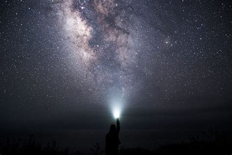 Sky Universe Shine Light Starry Sky Space Human Person Hd