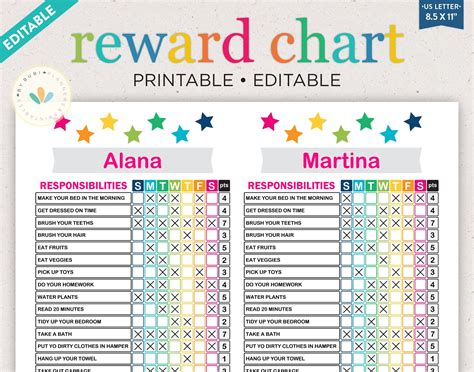 Reward Chart For 2 Kids Kids Chore Chart Chore Chart With Etsy