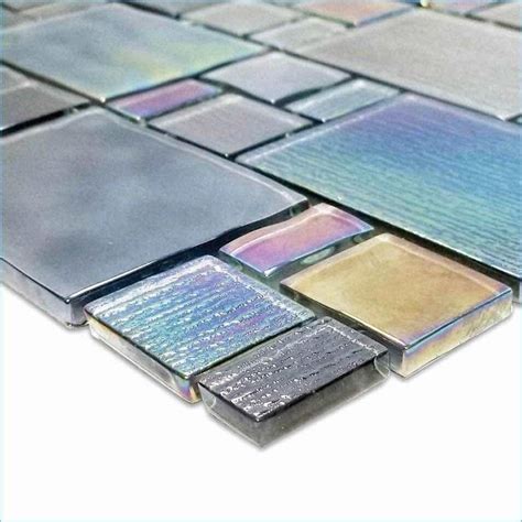 Iridescent Glass Tile French Pattern Space Gray Glass Tile Shower