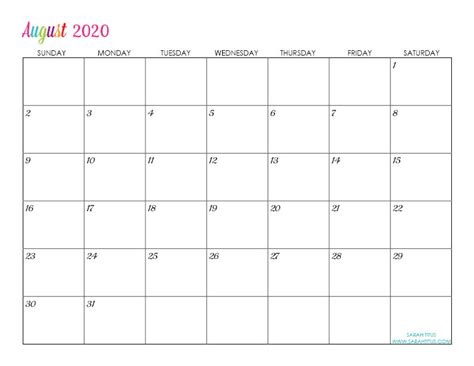 Custom Editable 2020 Free Printable Calendars Sarah Titus