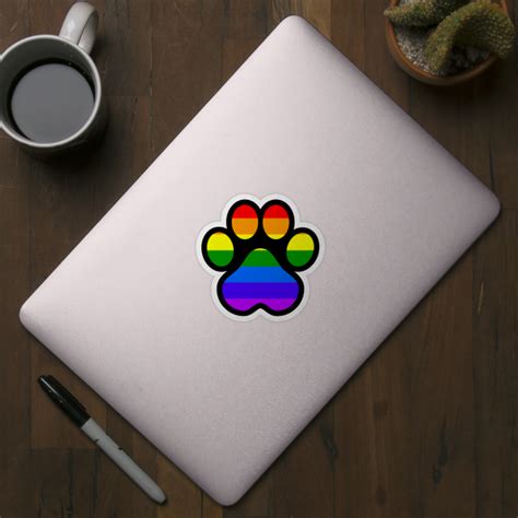 LGBT Pride Gay Furry Furries Paw Print Rainbow Pride Month Pegatina TeePublic MX