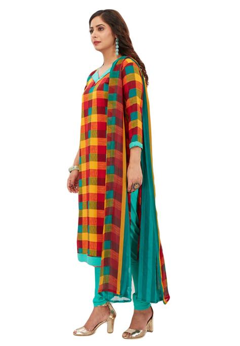 women s sea green and maroon synthetic printed unstitch dress material with dupatta om clothing