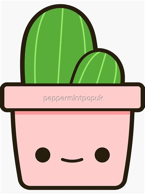 Cactus In Cute Pot Sticker By Peppermintpopuk Stickers Anime Crafts