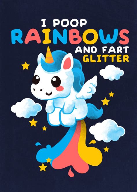 Unicorn Pooping Rainbows Poster Picture Metal Print Paint By