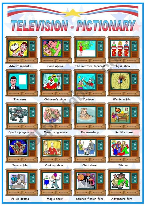 Television Pictionary Bandw Version Included Esl Worksheet By Katiana